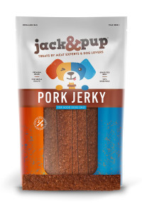 Jack&Pup Dog Jerky Treats (2lb) Premium Grade Pork Jerky Dog Treats - All Natural Gourmet Jerky Dog Chew Sticks - Organic Puppy Teething Treat - Dental Chews for Dogs (2lb Bag)