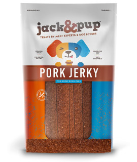 Jack&Pup Dog Jerky Treats (2lb) Premium Grade Pork Jerky Dog Treats - All Natural Gourmet Jerky Dog Chew Sticks - Organic Puppy Teething Treat - Dental Chews for Dogs (2lb Bag)