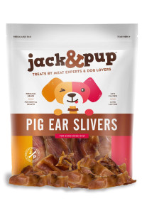 Jack&Pup Pig Ears for Dogs - Thick Pigs Ear Slivers (1lb Bag) - Premium Dog Pig Ear Treats - Natural and Healthy Dog Pork Chews; Excellent Rawhide Alternative