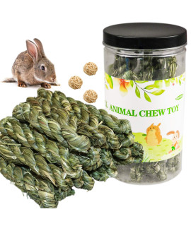 Roundler Rabbit Chew Toys, Small Animal Treats Natural Timothy Grass Chew Toys, Grass Stick Pet Snacks Molar Teeth Grinding Toy Chewing for Chinchillas Hamsters Guinea Pig Dwarf Rabbit Gerbils (H04)