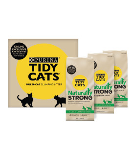 Purina Tidy Cats Natural Cat Litter, Naturally Strong Clean Lemongrass Scent Clay Cat Litter, Recyclable Box - (3) 13.33 lb. Bags