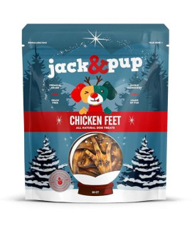 Jack&Pup Dog Dehydrated Chicken Feet for Dogs Single Ingredient Dog Treats, Rich in Glucosamine for Healthy Joints - Limited Edition (20 Pack)