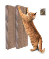 PrimePets Wide Cardboard Cat Scratcher, 3 Pack Reversible Cat Scratch Pad with Box, Flat Corrugated Board Replacement for Furniture Protection, Catnip Included