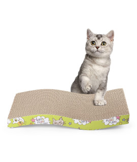 PrimePets cat Scratchers cardboard, Large S Shape cat Scratch Pad, cat Scratching, 9 inch Wide, corrugated Board Reversible with catnip for Indoor cats