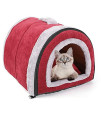 Barelove 2-in-1 Foldable Pet House Ultra Soft Bed for Cat Dogs, Non-Slip Warm Portable Washable Indoor Puppy Kitten Beds Cave Tent Nest