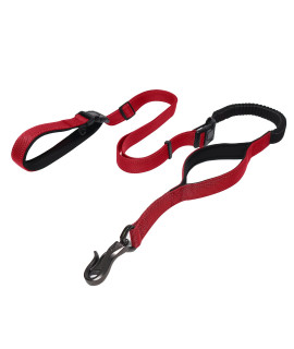 LOS ANDES Heavy Duty Dog Leash, 5-8 FT Walking Leash, Traffic Handle Extra Control, Shock Absorbing Bungee Leash with Car Seat Belt Buckle, Reflective Dog Lead for Medium and Large Dogs, Red