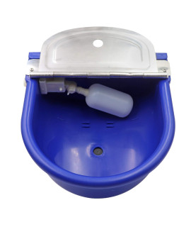 MINYULUA Automatic Waterer Bowl Large Horse Waterer with Float Valve and Drain Plug Automatic Water Feeder Dispenser Bowl for Sheep Dog Horse Cow Pig Plastic (Dark Blue)