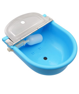 MINYULUA Automatic Waterer Bowl Large Horse Waterer with Float Valve and Drain Plug Automatic Water Feeder Dispenser Bowl for Sheep Dog Horse Cow Pig Plastic (Light Blue)