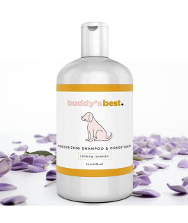 Buddys Best Dog Shampoo for Smelly Dogs - Skin-Friendly, Oatmeal Dog Shampoo and conditioner for Dry and Sensitive Skin - Moisturizing Puppy Wash Shampoo, calming Lavender Scent, 16oz