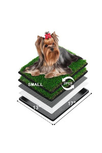 MEEXPAWS Dog Grass Pee Pads for Dogs with Tray, Small Size 18 by 14 in, 2 Dog Artificial Grass Pads, Indoor Dog Litter Box