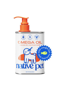 Native Pet Omega 3 Oil Supplements with Omega 3 EPA DHA - Supports Itchy Skin + Mobility - Liquid Pump is Easy to Serve - a Fish Oil Dogs Love! (8 oz)