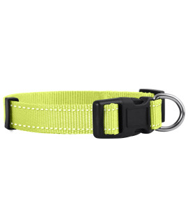 Native Pup Reflective Dog Collar,Bright Glow Colors for Night Safety, Adjustable for Small, Medium, Large pet and Puppies Accessories, Male, Female, boy, Girl, Puppy (Small, Neon)