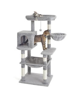 Kilodor 49.2 Inches Multi-Level Cat Tree Condo,Cat Tower with Sisal Scratching Post, Plush Perches,Hammock,Kitten Playhouse