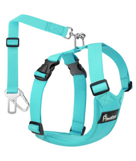 Pawaboo Dog Safety Vest Harness, Pet Car Harness Vehicle Seat Belt with Adjustable Strap and Buckle Clip, Easy Control for Driving Traveling Safety for Small Medium Dogs Cats, Medium, Blue