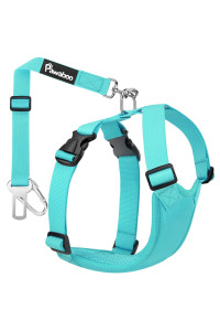 Pawaboo Dog Safety Vest Harness, Pet Car Harness Vehicle Seat Belt with Adjustable Strap and Buckle Clip, Easy Control for Driving Traveling Safety for Small Medium Dogs Cats, Small, Blue