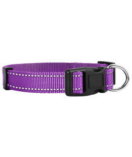 Native Pup Reflective Dog Collar,Bright Glow Colors for Night Safety, Adjustable for Small, Medium, Large pet and Puppies Accessories, Male, Female, boy, Girl, Puppy (Large, Purple)