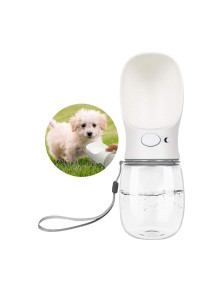 Kalimdor Dog Water Bottle, 12oz Leak Proof Portable Puppy Water Dispenser with Drinking Feeder for Pets Outdoor Walking, Hiking, Travel, Food Grade Plastic (12oz, White)
