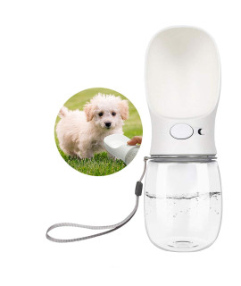 Kalimdor Dog Water Bottle, 12oz Leak Proof Portable Puppy Water Dispenser with Drinking Feeder for Pets Outdoor Walking, Hiking, Travel, Food Grade Plastic (12oz, White)