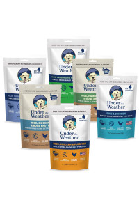 Under the Weather Easy to Digest Bland Dog Food Diet for Sick Dogs contains Electrolytes - gluten Free, All Natural, Freeze Dried 100% Human grade Meats 6 Pack - Multi-Flavor
