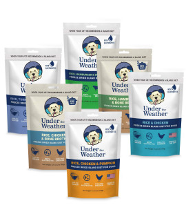 Under the Weather Easy to Digest Bland Dog Food Diet for Sick Dogs contains Electrolytes - gluten Free, All Natural, Freeze Dried 100% Human grade Meats 6 Pack - Multi-Flavor