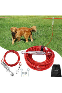LUFFWELL Dog Runs for Outside, 100FT Dog Runner for Yard with 15FT Dog Tie Out Cable, Heavy Duty Dog Run Lead for Large Dogs, Trolley System Zipline for Dogs 125 LBS