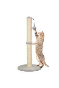 Kazura 29 Tall Cat Scratching Post, Cat Post Scratcher with Sisal Rope and Base Covered with Soft Plush,Cat Scratcher for Kittens(29 in Tall)