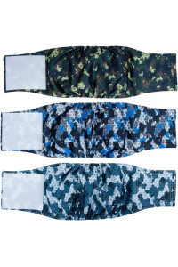 Pet Soft Male Dog Belly Bands - Washable Male Dog Belly Wraps 3Pack, Washable Dog Diapers Male(XS, Army)