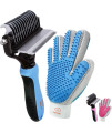 Dog Brush and Cat Brush-with Deshedding Brush, Dog Dematting Tools and 2 Side Shedding Brush Glove, Reduce Shedding Up To 95%, Work Great for Short to Long Hair, and Large Breeds by Ozark Pet (Blue L)