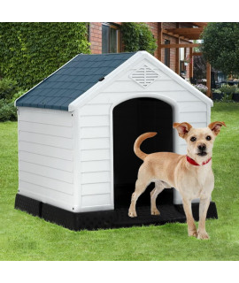 Dog House, Extra Large Dog House for Small Medium Large Dogs, Waterproof Ventilate Plastic Durable Indoor Outdoor Pet Shelter Kennel for Outside with Air Vents and Elevated Floor, Easy to Assemble