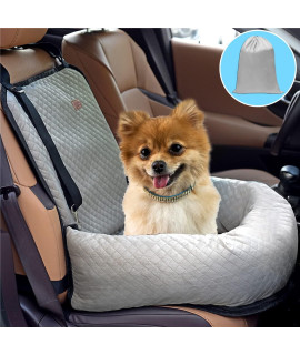 Dog Car Seat Pet Booster Seat Pet Travel Safety Car Seat,The Dog seat Made is Safe and Comfortable, and can be Disassembled for Easy Cleaning (Beige)
