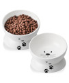 Cat Food Bowls, 10 OZ Elevated Cat Bowls for Cats and Small Dogs, Tilted Pet Feeder Bowl with Raised Stand Protect Cat's Spine, Ceramic Cat Water Bowl No-Spill, Stress Free Cat Dish 2pcs