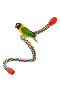Bird Rope Perch for Parrots, Cockatiels, Parakeets, Budgie Cages Comfy Birds Colorful Rope Perches Toy (31.5inch Plastic nut)