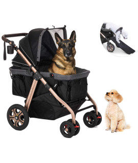 HPZ Pet Rover Titan-HD Premium Super-Sized Dog/Cat/Pet Stroller SUV Travel Carriage/w Access Ramp/100Lbs Capacity/Pumpless Rubber Wheels/Aluminum Frame for Small, Med, Large, XL Pets (Black)