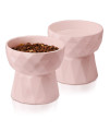 Frewinky Cat Bowls,Ceramic Cat Bowls Anti Vomiting,Raised-Cat Food and Water Bowl Set for Cats and Small Dogs,13.5 Oz,Pink