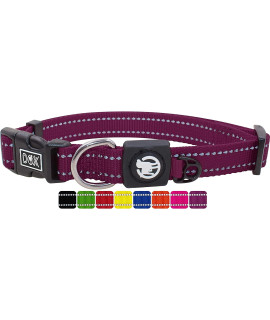 DDOXX Reflective Nylon Dog Collar - Strong and Adjustable Collars Dogs - S (Purple)