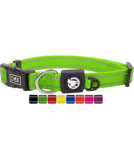 DDOXX Reflective Nylon Dog Collar - Strong and Adjustable Collars Dogs - M (Green)