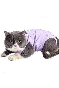 kzrfojy Cat Surgery Recovery Suit Cat Onesie for Cats After Surgery Spay Surgical Abdominal Wound Skin Diseases E-Collar Alternative Wear (Purple-L)