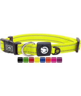 DDOXX Reflective Nylon Dog Collar - Strong and Adjustable Collars Dogs - M (Yellow)