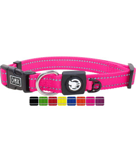 DDOXX Reflective Nylon Dog Collar - Strong and Adjustable Collars Dogs - XS (Pink)