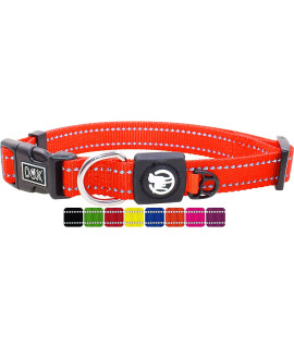 DDOXX Reflective Nylon Dog Collar - Strong and Adjustable Collars Dogs - L (Orange)