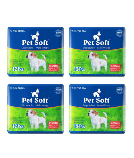 Pet Soft Disposable Male Dog Wraps - Dog Diapers for Male Dogs, Puppy Diapers 48pcs XSmall