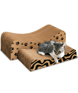 Cat Scratcher (2 in 1) - Cardboard Cat Scratching Pad - Cat Scratchers for Indoor Cats - Cat Lounger Scratcher - Rascador para Gatos (Large)