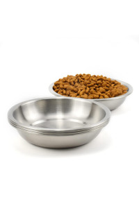 BiteKing Stainless Steel Cat Bowls, Whisker Fatigue Relief Cat Food Dish, Metal Shallow Wide Large Replacement Plate for Dog and Pet, Ideal for Raised Elevated Pet Feeding Station Stand