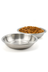 BiteKing Stainless Steel Cat Bowls, Whisker Fatigue Relief Cat Food Dish, Metal Shallow Wide Large Replacement Plate for Dog and Pet, Ideal for Raised Elevated Pet Feeding Station Stand