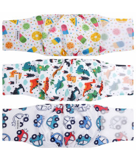 MICOOYO Belly Bands for Male Dogs - 3 Pack Reusable Dog Diapers Male for Puppy Doggie, Washable Male Dog Wraps Small