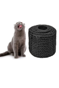 Sisal Rope 6mm for Cat Scratcher Repair and Replace Cat Scratching Post, DIY Scratching Furniture - Cat Tree, Scratch Carpet & Mat, Cat Kicker Toys, Black 164ft/50m
