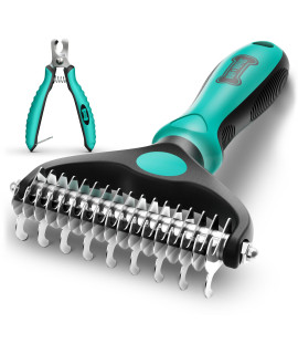 Say Goodbye to Shedding with Ruff 'N Ruffus Professional Double-Sided Undercoat Rake Dog Brush for Dogs & Cats Reduce Shedding by 95% Bonus Nail Clipper Premium Pet Grooming Tool