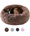 Kimpets Dog Bed Calming Dog Beds for Small Medium Large Dogs - Round Donut Washable Dog Bed, Anti-Slip Faux Fur Fluffy Donut Cuddler Anxiety Cat Bed(35)