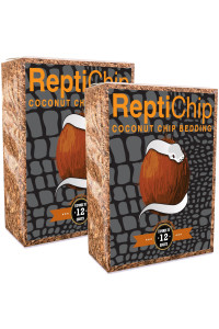 ReptiChip Coconut Substrate for Reptiles Loose Coarse Coconut Husk Chip Reptile Bedding (2 Pack (12 Quart))