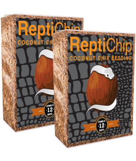 ReptiChip Coconut Substrate for Reptiles Loose Coarse Coconut Husk Chip Reptile Bedding (2 Pack (12 Quart))